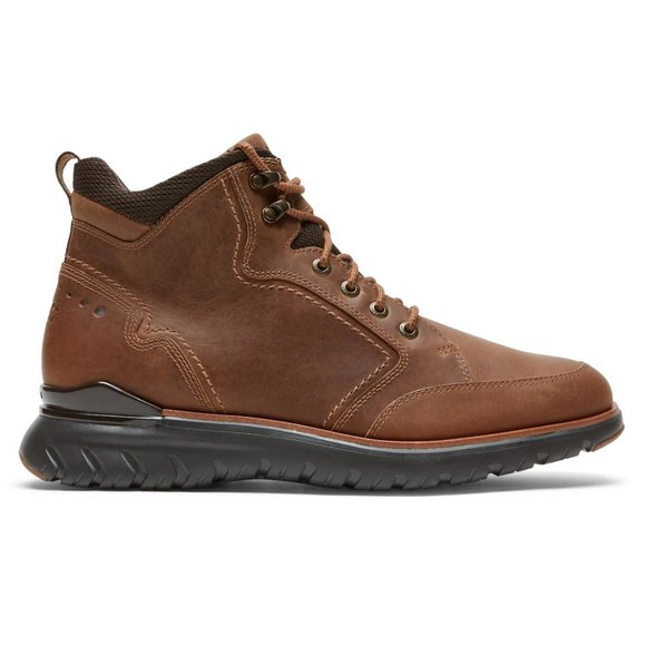 New Mens Rockport Total Motion Sport Waterproof Tan Leather Boots Wide MSRP $160